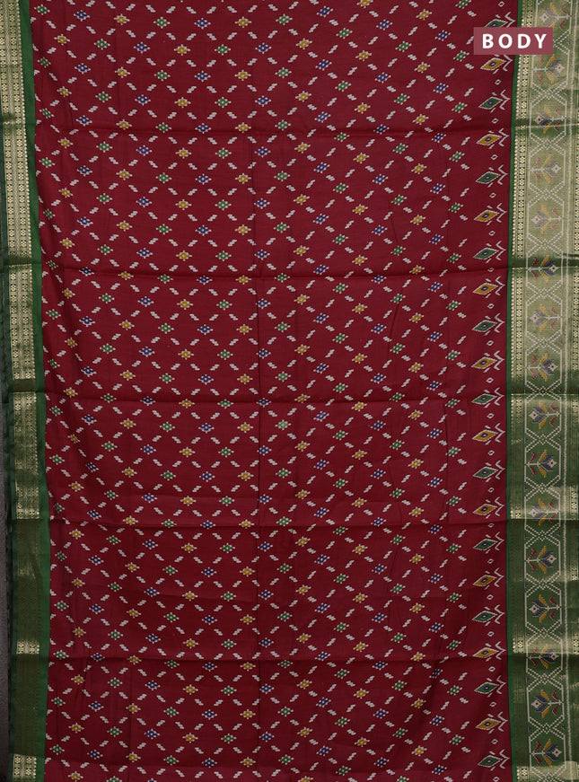 Maroon & Green Semi Maheshwari Cotton Saree