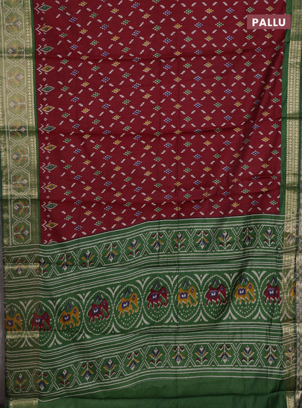 Maroon & Green Semi Maheshwari Cotton Saree
