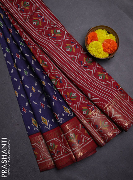 Blue & Maroon Semi Maheshwari Cotton Saree