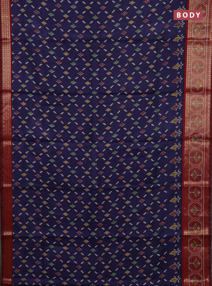 Blue & Maroon Semi Maheshwari Cotton Saree