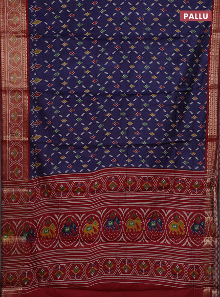 Blue & Maroon Semi Maheshwari Cotton Saree