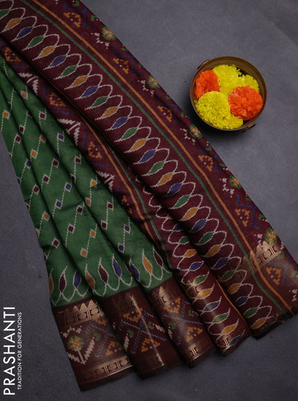 Green & Maroon Semi Maheshwari Cotton Saree