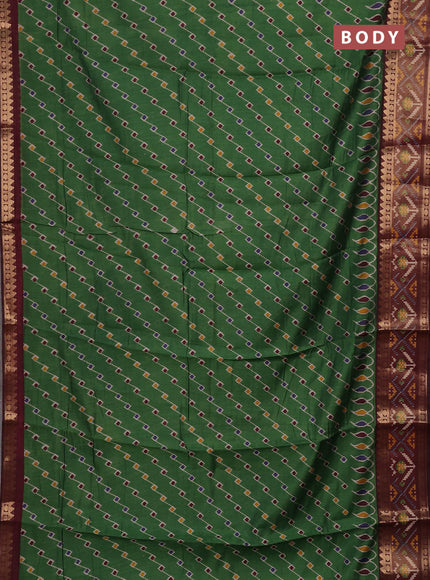 Green & Maroon Semi Maheshwari Cotton Saree