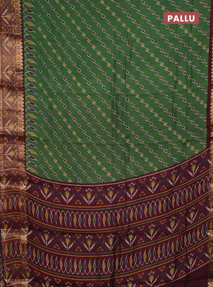 Green & Maroon Semi Maheshwari Cotton Saree
