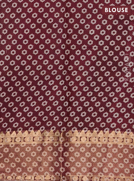 Green & Maroon Semi Maheshwari Cotton Saree