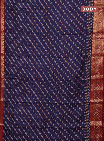 Navy Blue & Maroon Semi Maheshwari Cotton Saree