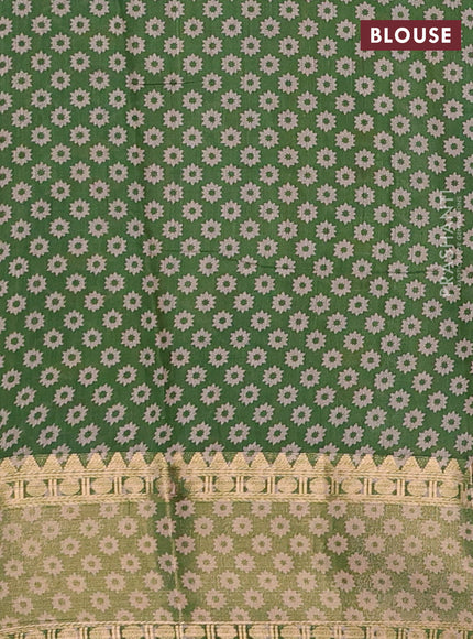 Mustard Yellow & Green Semi Maheshwari Cotton Saree