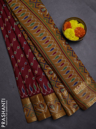 Maroon & Mustard Yellow Semi Maheshwari Cotton Saree
