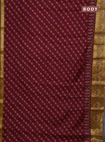 Maroon & Mustard Yellow Semi Maheshwari Cotton Saree