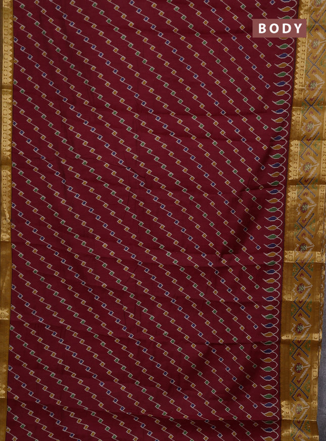 Maroon & Mustard Yellow Semi Maheshwari Cotton Saree