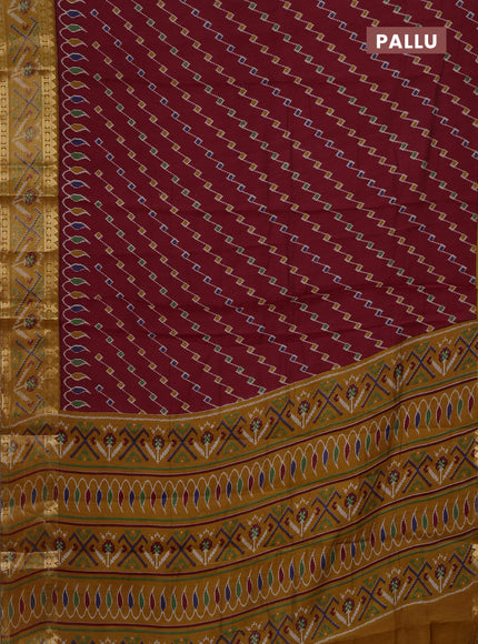 Maroon & Mustard Yellow Semi Maheshwari Cotton Saree