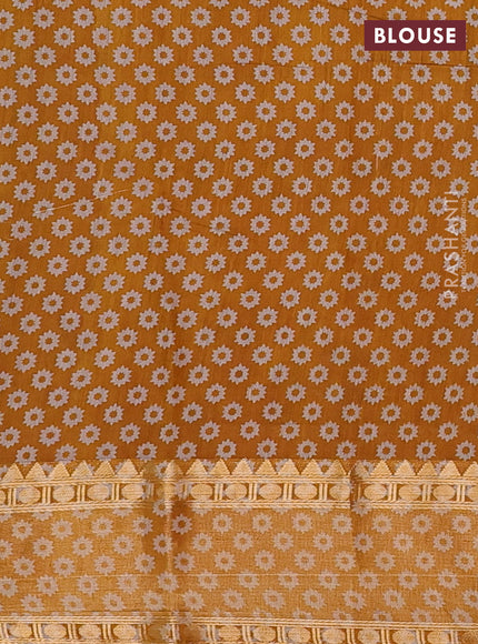 Maroon & Mustard Yellow Semi Maheshwari Cotton Saree