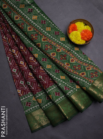 Maroon & Green Semi Maheshwari Cotton Saree