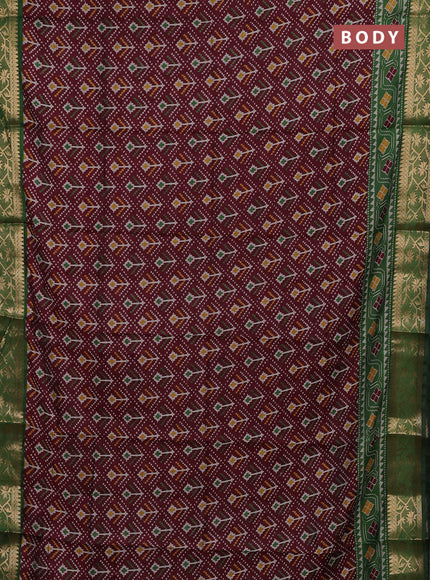Maroon & Green Semi Maheshwari Cotton Saree