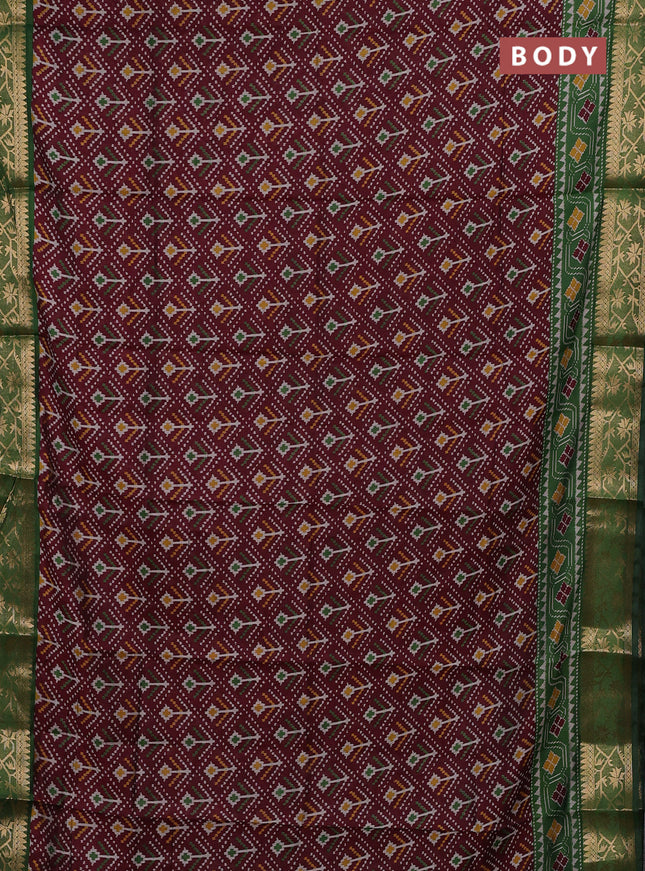 Maroon & Green Semi Maheshwari Cotton Saree