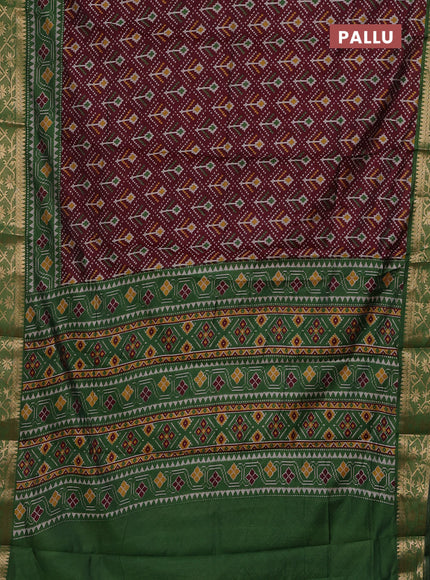 Maroon & Green Semi Maheshwari Cotton Saree