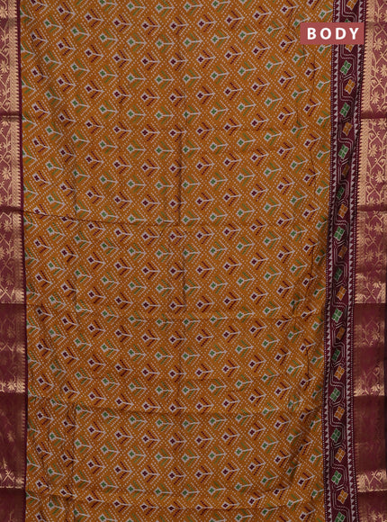 Mustard Yellow & Maroon Semi Maheshwari Cotton Saree