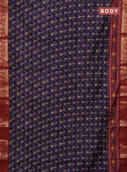 Navy Blue & Maroon Semi Maheshwari Cotton Saree