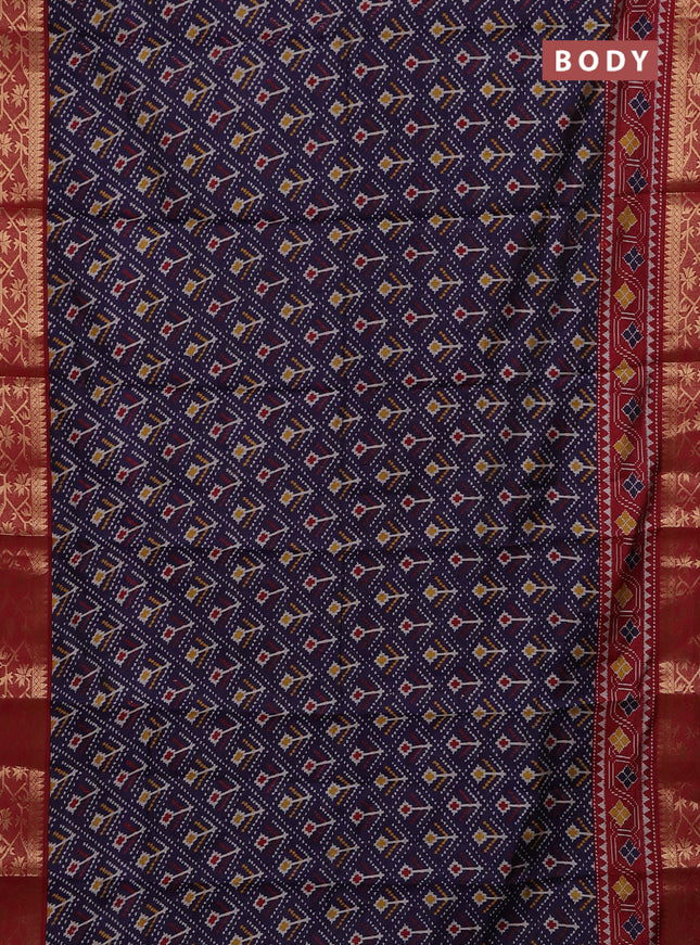 Navy Blue & Maroon Semi Maheshwari Cotton Saree