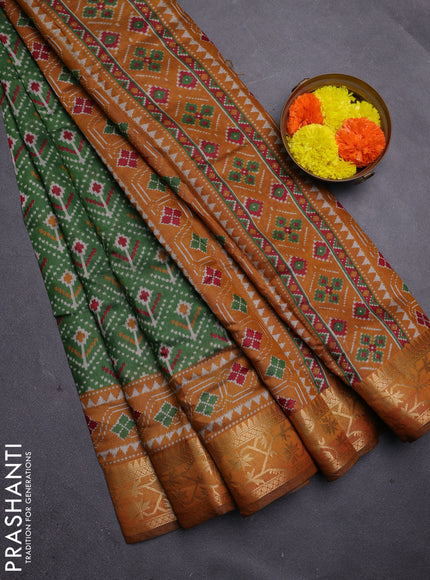 Green & Mustard Yellow Semi Maheshwari Cotton Saree