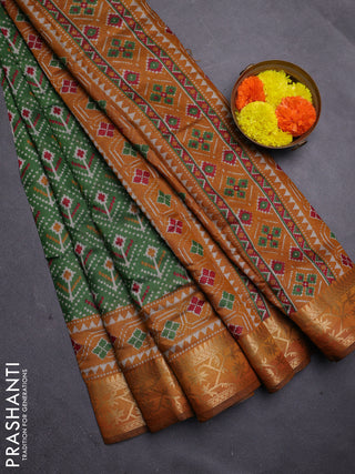 Green & Mustard Yellow Semi Maheshwari Cotton Saree