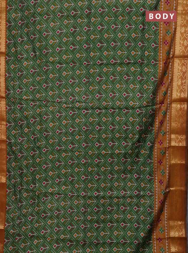 Green & Mustard Yellow Semi Maheshwari Cotton Saree