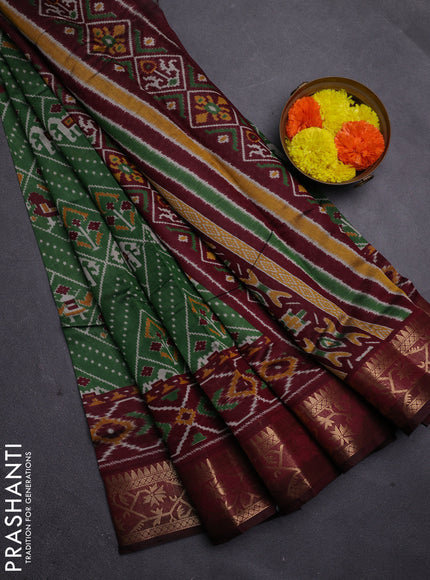 Green & Maroon Semi Maheshwari Cotton Saree