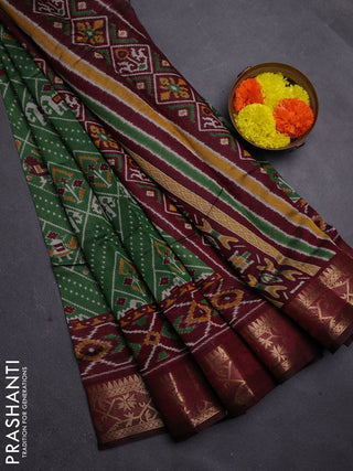Green & Maroon Semi Maheshwari Cotton Saree