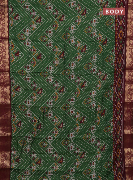 Green & Maroon Semi Maheshwari Cotton Saree