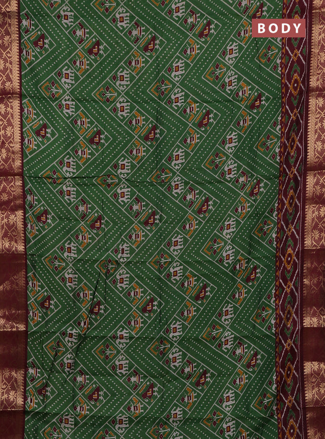 Green & Maroon Semi Maheshwari Cotton Saree