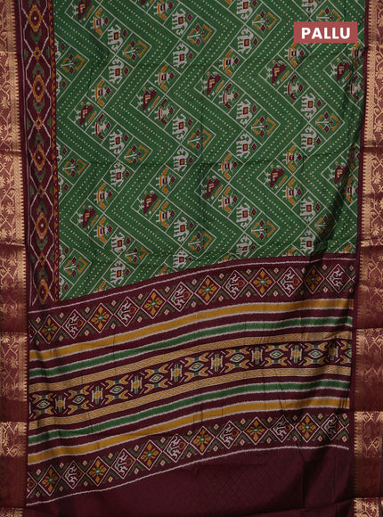 Green & Maroon Semi Maheshwari Cotton Saree