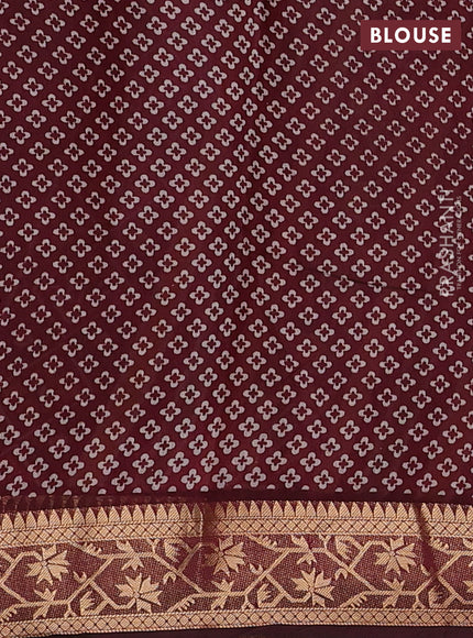 Green & Maroon Semi Maheshwari Cotton Saree