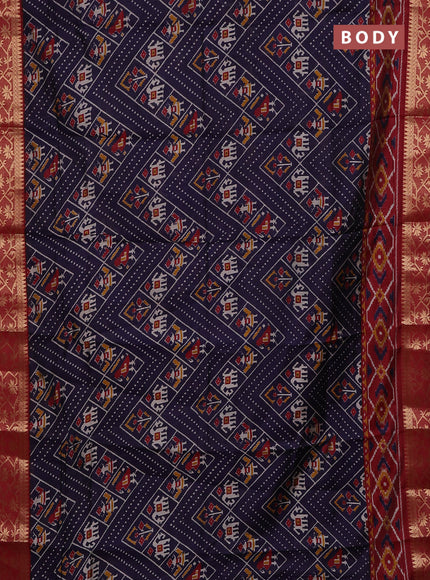 Navy Blue & Maroon Semi Maheshwari Cotton Saree