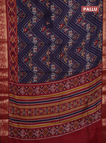 Navy Blue & Maroon Semi Maheshwari Cotton Saree