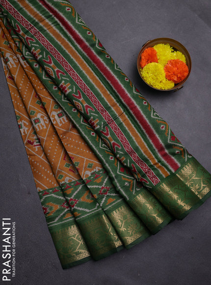 Mustard Yellow & Green Semi Maheshwari Cotton Saree