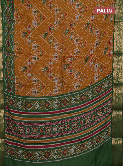 Mustard Yellow & Green Semi Maheshwari Cotton Saree