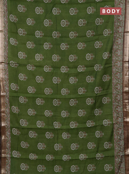 Green & Beige Semi Maheshwari Cotton Saree