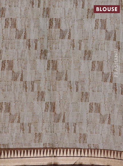 Green & Beige Semi Maheshwari Cotton Saree