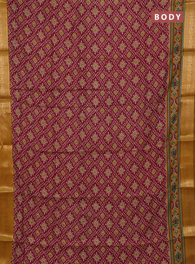 Red & Mustard Yellow Semi Maheshwari Cotton Saree