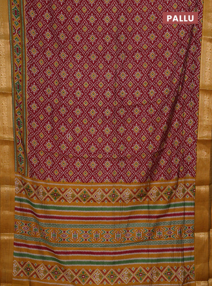 Red & Mustard Yellow Semi Maheshwari Cotton Saree