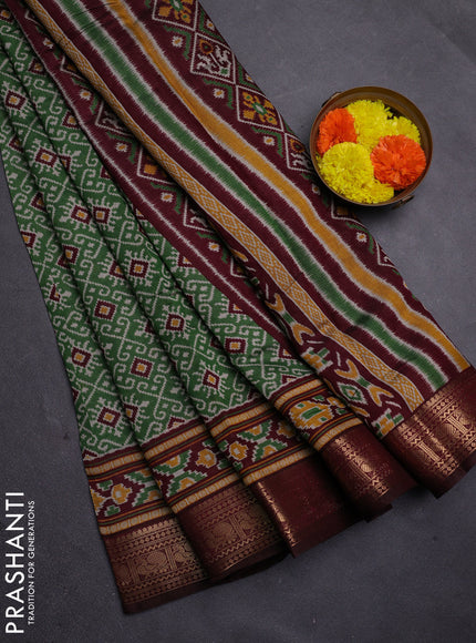Green & Maroon Semi Maheshwari Cotton Saree