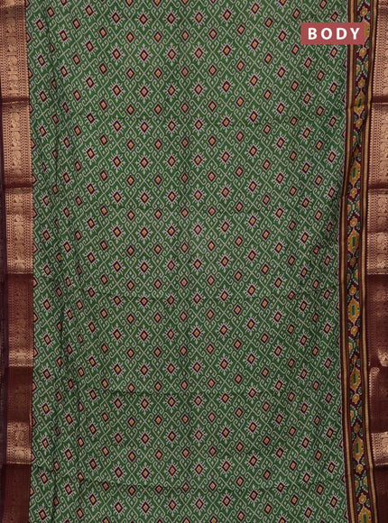 Green & Maroon Semi Maheshwari Cotton Saree