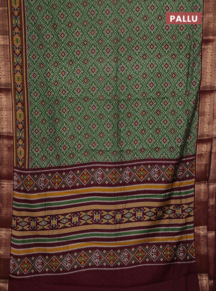 Green & Maroon Semi Maheshwari Cotton Saree