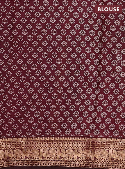 Green & Maroon Semi Maheshwari Cotton Saree