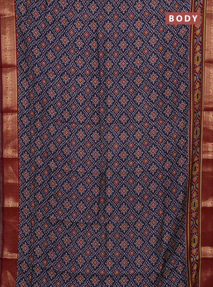 Navy Blue & Maroon Semi Maheshwari Cotton Saree