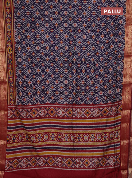 Navy Blue & Maroon Semi Maheshwari Cotton Saree