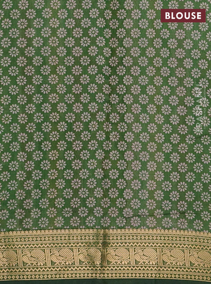 Mustard Yellow & Green Semi Maheshwari Cotton Saree