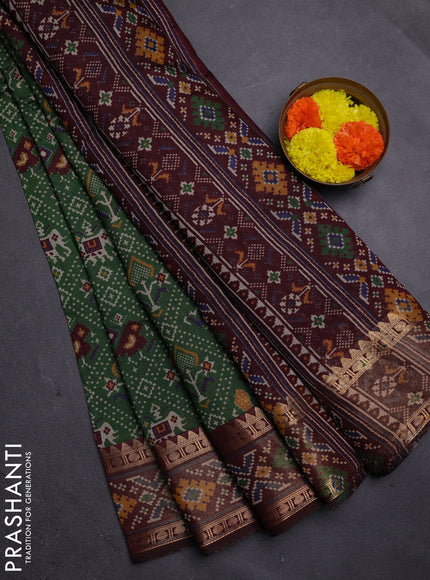 Green & Maroon Semi Maheshwari Cotton Saree
