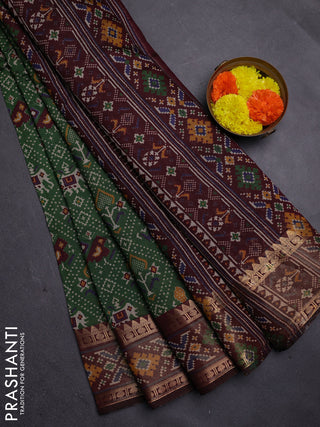 Green & Maroon Semi Maheshwari Cotton Saree