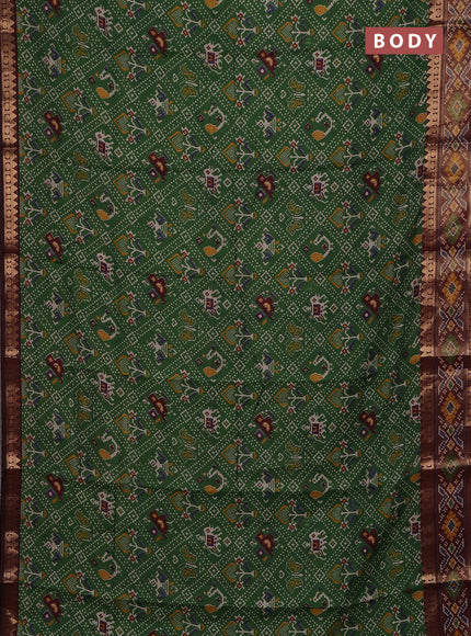 Green & Maroon Semi Maheshwari Cotton Saree